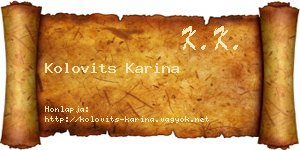 Kolovits Karina névjegykártya